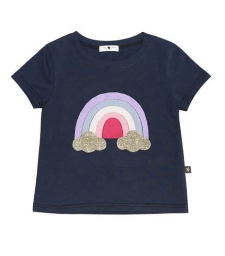 PETITE HAILEY - BASIC RAINBOW TEE NAVY