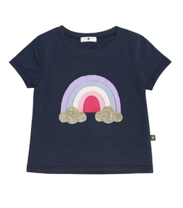 PETITE HAILEY - BASIC RAINBOW TEE NAVY
