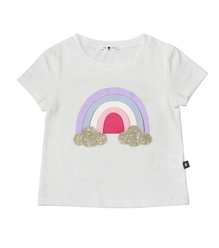 PETITE HAILEY- BASIC RAINBOW TEE WHITE