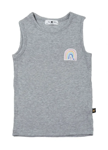 PETITE HAILEY- RAINBOW TANK IN GRAY