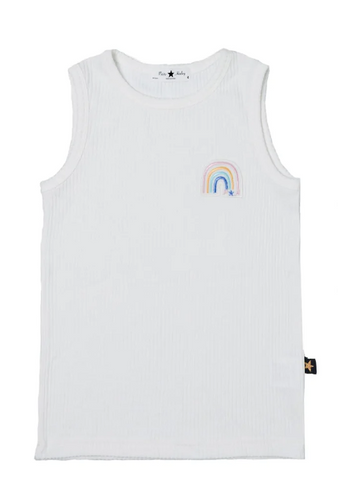 PETITE HAILEY- RAINBOW TANK IN WHITE