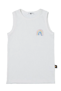 PETITE HAILEY- RAINBOW TANK IN WHITE