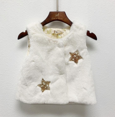 DOE A DEAR- WHITE FUR WEST WITH GOLD STARS