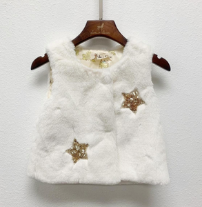 DOE A DEAR- WHITE FUR WEST WITH GOLD STARS