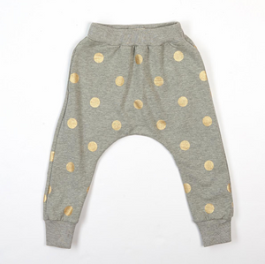 DOE A DEAR-GREY AND GOLD  POLKA DOT SWEATPANTS