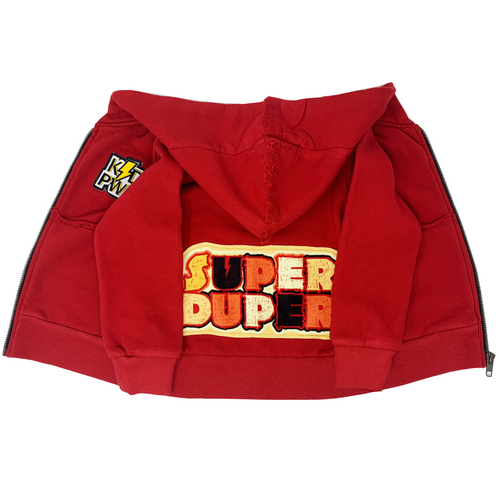 WEE MONSTER- RED SUPER DUPER ZIP HOODIE