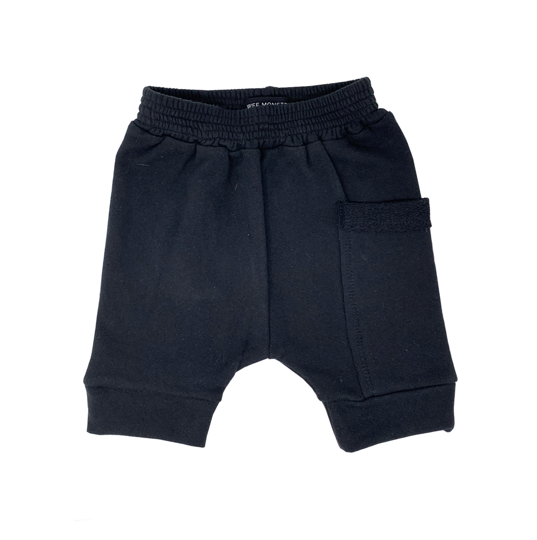 WEE MONSTER- SUPER DUPER BLACK HAREM SHORTS