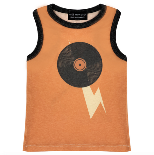 WEE MONSTER- ORANGE RECORD MUSCLE TANK