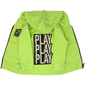 WEE MONSTER- NEON GREEN "PLAY" ZIP UP HOODIE
