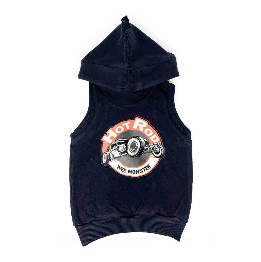 WEE MONSTER- HOT ROD BLACK HOODIE VEST
