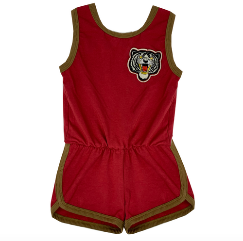 WEE MONSTER- RED AND GOLD TIGER ROMPER