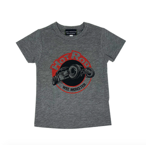 WEE MONSTER- GREY HOT ROD T-SHIRT