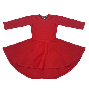 WEE MONSTER- RED LONG SLEEVE TWIRL DRESS