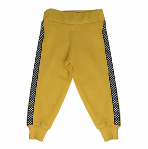WEE MONSTER- MELLOW YELLOW JOGGERS W/ BLACK AND WHITE CHECKERED TRIM