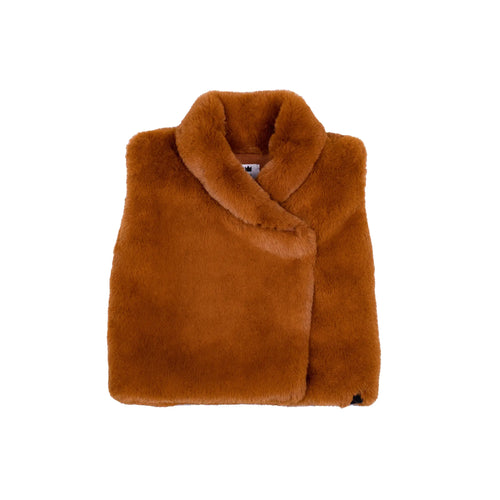 OMAMIMINI- FAUX FUR VEST IN RUST