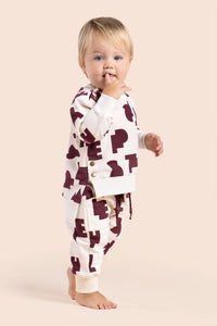 OMAMIMINI- BABY OFF-WHITE PEACE PLEASE TERRY JOGGERS