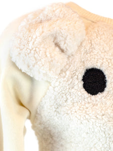 LITTLE WHO - BEIGE L/S FUR BEAR SWEATER