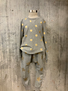DOE A DEAR- GREY AND GOLD POLKA DOT SWEATSHIRT