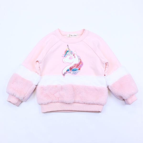 DOE A DEAR- UNICORNS & FUR SWEATSHIRT IN PINK
