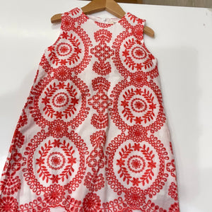 DOE A DEAR- SLEEVELESS RED EMBROIDERY DRESS