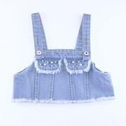 DOE A DEAR-  DENIM OVERALLS PEARL TOP
