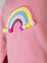 LITTLE WHO - L/S PINK RAINBOW CREWNECK SWEATER