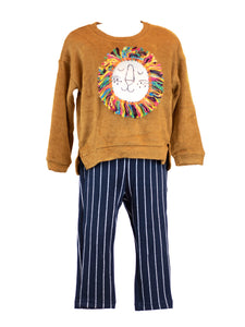 LITTLE WHO - JERSEY PINSTRIPE ELASTIC WAIST PANT IN NAVY