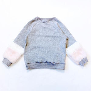 DOE A DEAR- UNICORNS & FUR SWEATSHIRT IN GREY