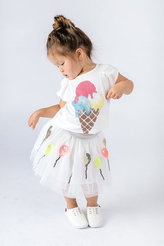 SLEEVELESS RHINESTONE ICE CREAM TOP - DOE A DEAR