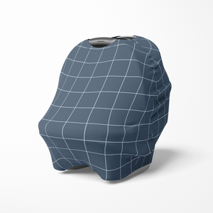 Multi use baby cover - Navy Blue Grid