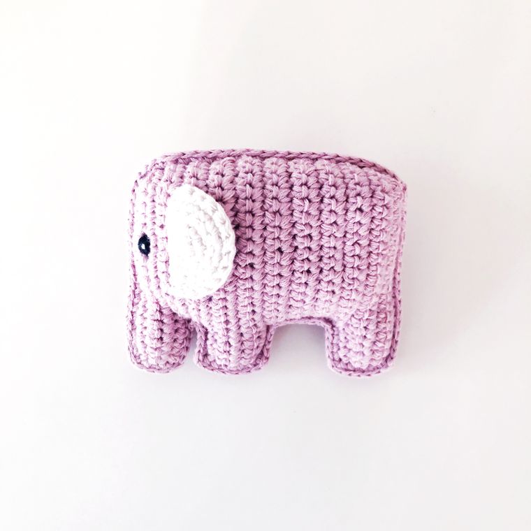 Organic Elephant Rattle - Dusky Pink