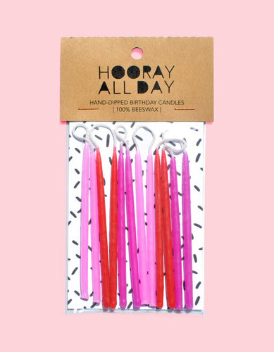 Beeswax Hand-Dipped Birthday Candles - Pinks