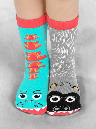 GIANT GORILLA & MUTANT LIZARD - KIDS MISMATCHED SOCKS