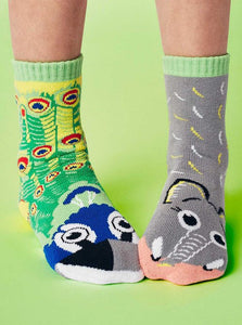 PEACOCK & ELEPHANT - KIDS MISMATCHED SOCKS