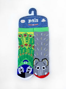 PEACOCK & ELEPHANT - KIDS MISMATCHED SOCKS