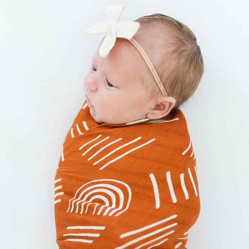 Bamboo muslin swaddle - Boho burnt orange