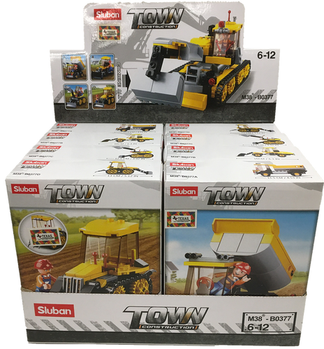 TEXAS TOY DISTRIBUTION- 4-IN-1 CONSTRUCTION DISPLAY SET, BUILDING BRICKS X2 OF EACH