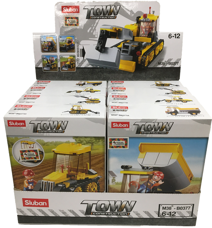 TEXAS TOY DISTRIBUTION- 4-IN-1 CONSTRUCTION DISPLAY SET, BUILDING BRICKS X2 OF EACH
