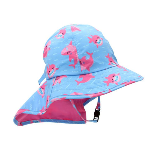 ZOOCCHINI- BABY/TODDLER CAPE SUNHAT - PINK SHARK