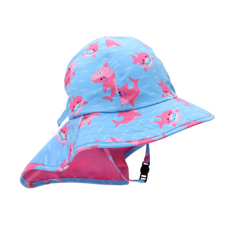 ZOOCCHINI- BABY/TODDLER CAPE SUNHAT - PINK SHARK