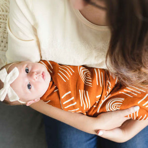 Bamboo muslin swaddle - Boho burnt orange