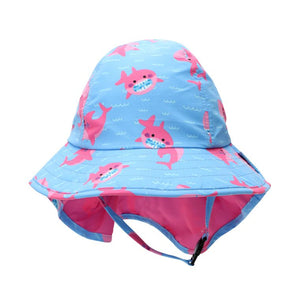 ZOOCCHINI- BABY/TODDLER CAPE SUNHAT - PINK SHARK