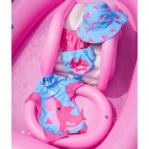 ZOOCCHINI- BABY/TODDLER CAPE SUNHAT - PINK SHARK