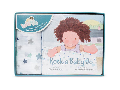 LULUJO- ROCK-A-BABY-JO COTTON SWADDLE & BOOK