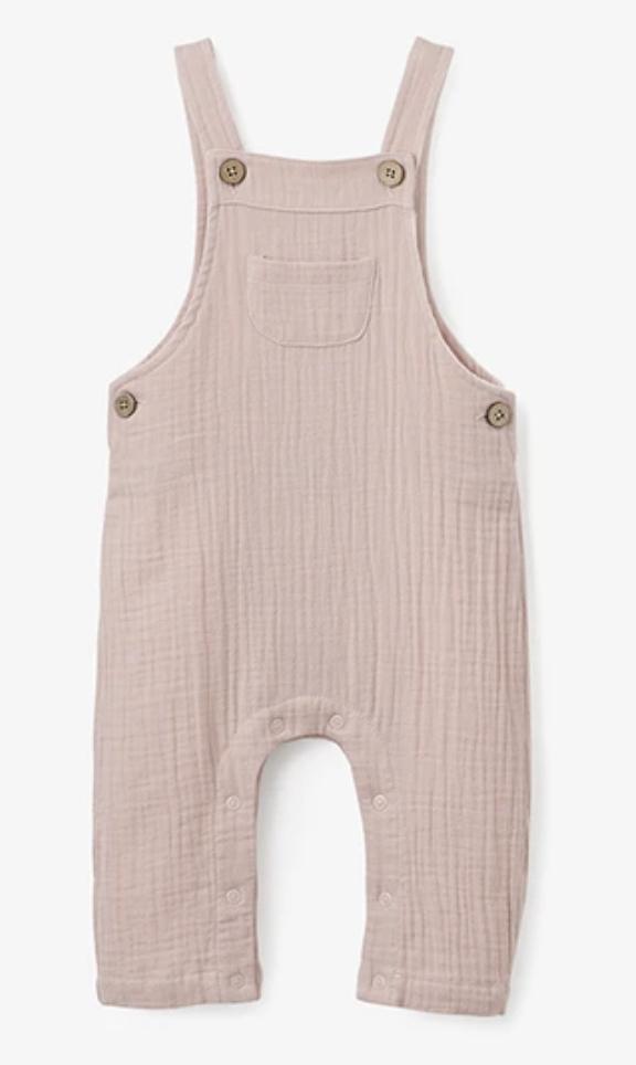 Organic Muslin Overalls - Blush