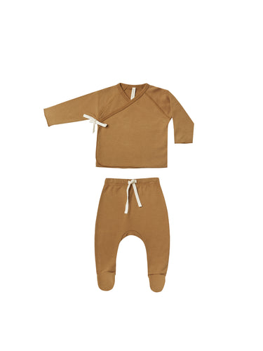 QUINCY MAE- WRAP TOP AND PANT SET | WALNUT