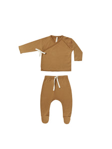 QUINCY MAE- WRAP TOP AND PANT SET | WALNUT